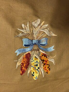 Embroidered Indian Corn Pillow TOP ONLY